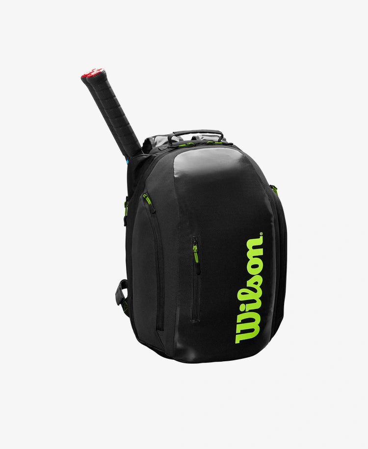 The Wilson Supertour Backpack in Charcoal and green colour which is available for sale at GSM Sports.