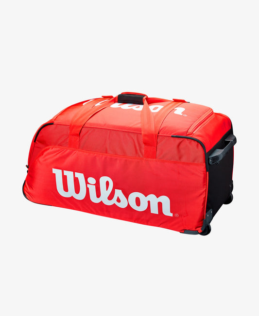 The Wilson Super Tour Travel Bag in red available for sale at GSM Sports.      