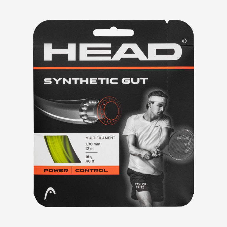 A set of yellow Head Synthetic Gut Tennis Strings available for sale at GSM Sports.