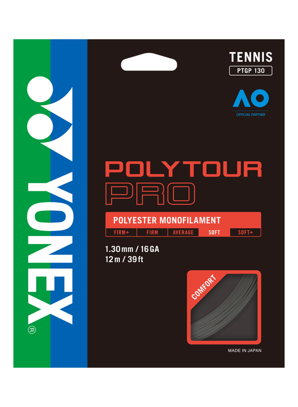 Yonex POLYTOUR PRO 130 Tennis String Set in Black for sale at GSM Sports