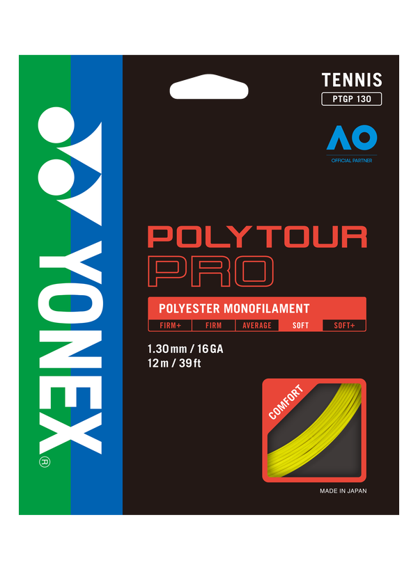 Yonex POLYTOUR PRO 130 Tennis String Set in Yellow for sale at GSM Sports